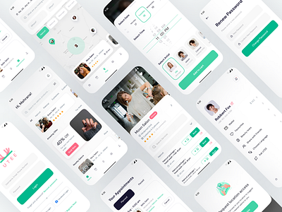 Online booking of hair salon appointments and health centers app appointment barbershop booking design flat flutter hair minimal mobile nails react native salon service tattoo ui ux
