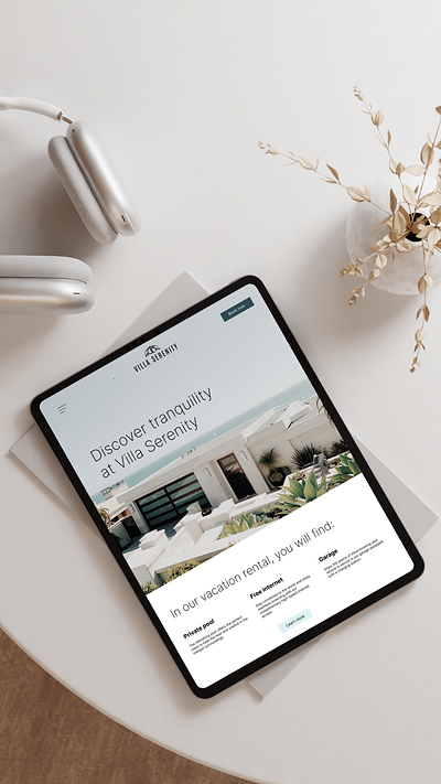 Luxury villa website UI app brand brand identity branding design elegant graphic design logo luxury mockup rental typography ui ux villa web web design website