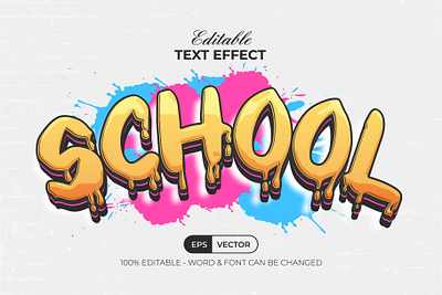 School Graffiti Text Effect Style art bold design editable effect font graffiti lettering modern orange slime style text type typeface typography yellow