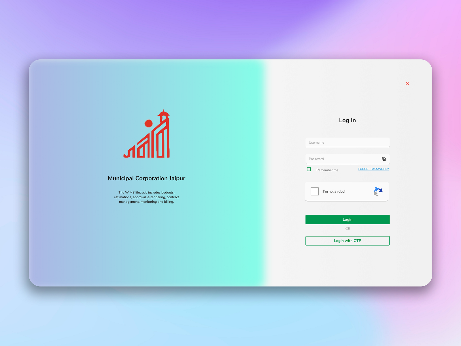Municipal Corporation Jaipur Login Page by Jayesh Sarode on Dribbble