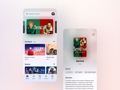 Multimedia Content Online Stream App Design app book cartoon design kids material design material you mobile movie multimedia music ui ux vod