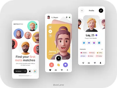 Mobile Design for Dating App app design typography ui ux vector