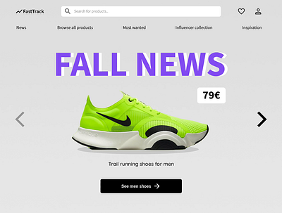 E-commerce landing page for sneakers animation carousel dailyui e commerce e commerce carousel e commerce landing page e commerce products landing page shop sneakers store ui website website products