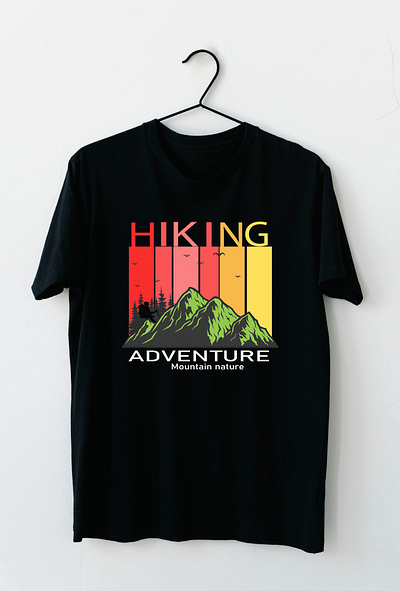 Hiking T-shirt Design branding design graphic design hiking t shirt illustration mountain design pine tree design t shirt design typography vector