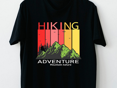 Hiking T-shirt Design branding design graphic design hiking t shirt illustration mountain design pine tree design t shirt design typography vector