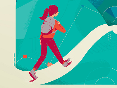 The Path backpack editorial editorial illustration illustration path vector walking woman