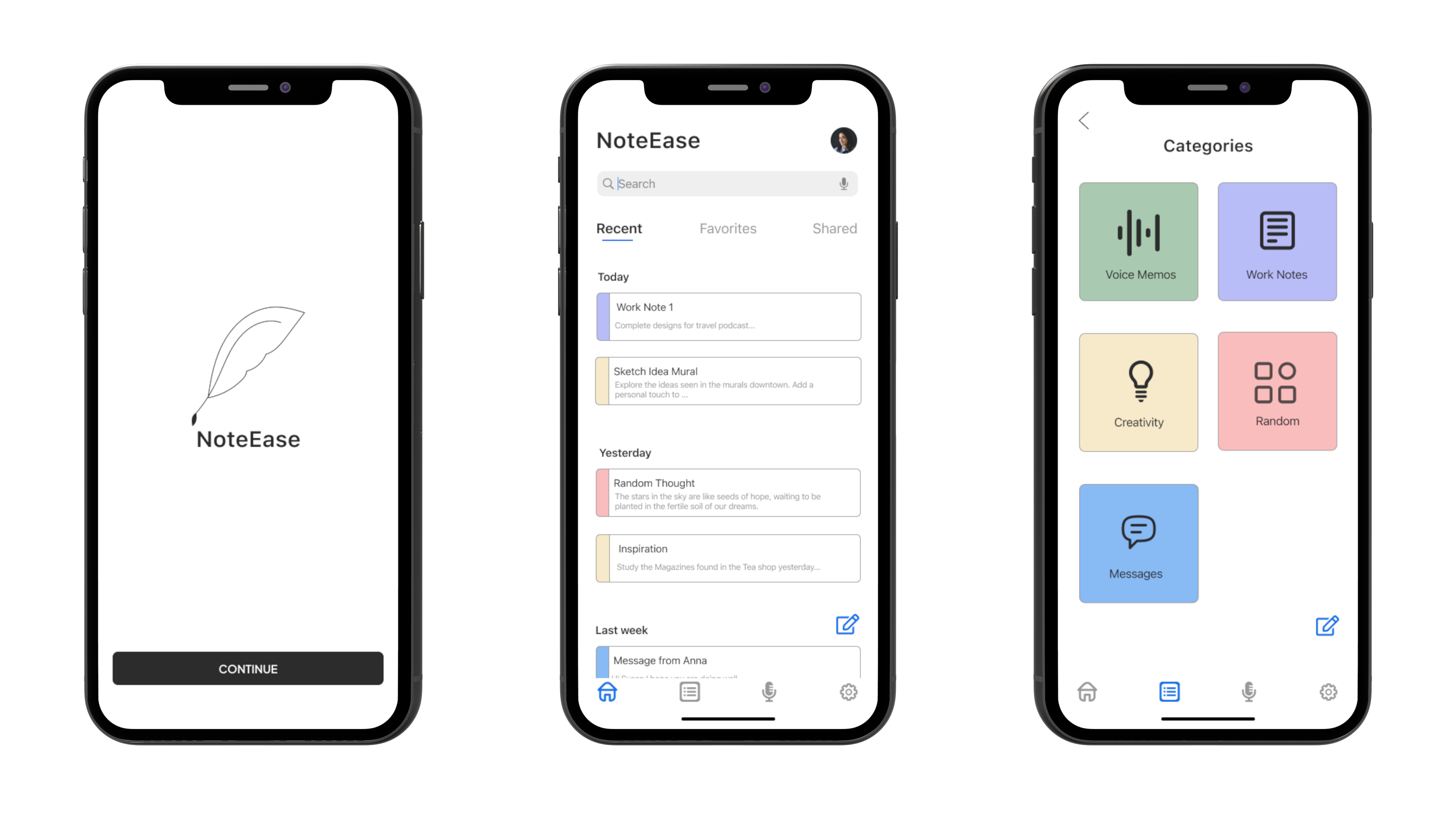 Minimalist note-taking mobile app ui ux