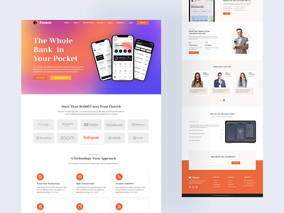 Fintech App Landing Page Design banking app finance finance app fintech fintech app fintech design fintech landing page fintech website home page landing page mobile app design mobile ui product design saas app saas landing page saas product saas website uxui web app website design