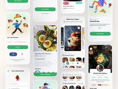 Homemade food ordering app - Case Study app color design illustration mobile design typography ui