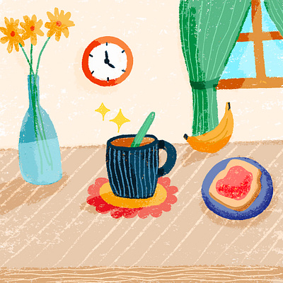 Morning coffee breakfast illustration cute illustration digital illustration illustration mornimg coffee procreate still life