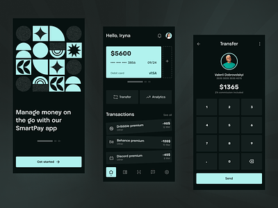 Fintech service: mobile app concept analytics application bank banking budget app business corporate credit card dark theme dashboard finance tracker financial fintech investment ios mobile ui product design wallet