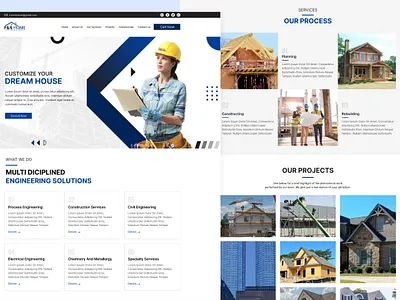 Construction Website Landing Page Design adobe photoshop figma graphic design landing page design ui ui design uiux web design website design