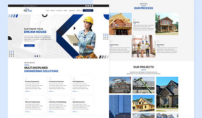 Construction Website Landing Page Design adobe photoshop figma graphic design landing page design ui ui design uiux web design website design