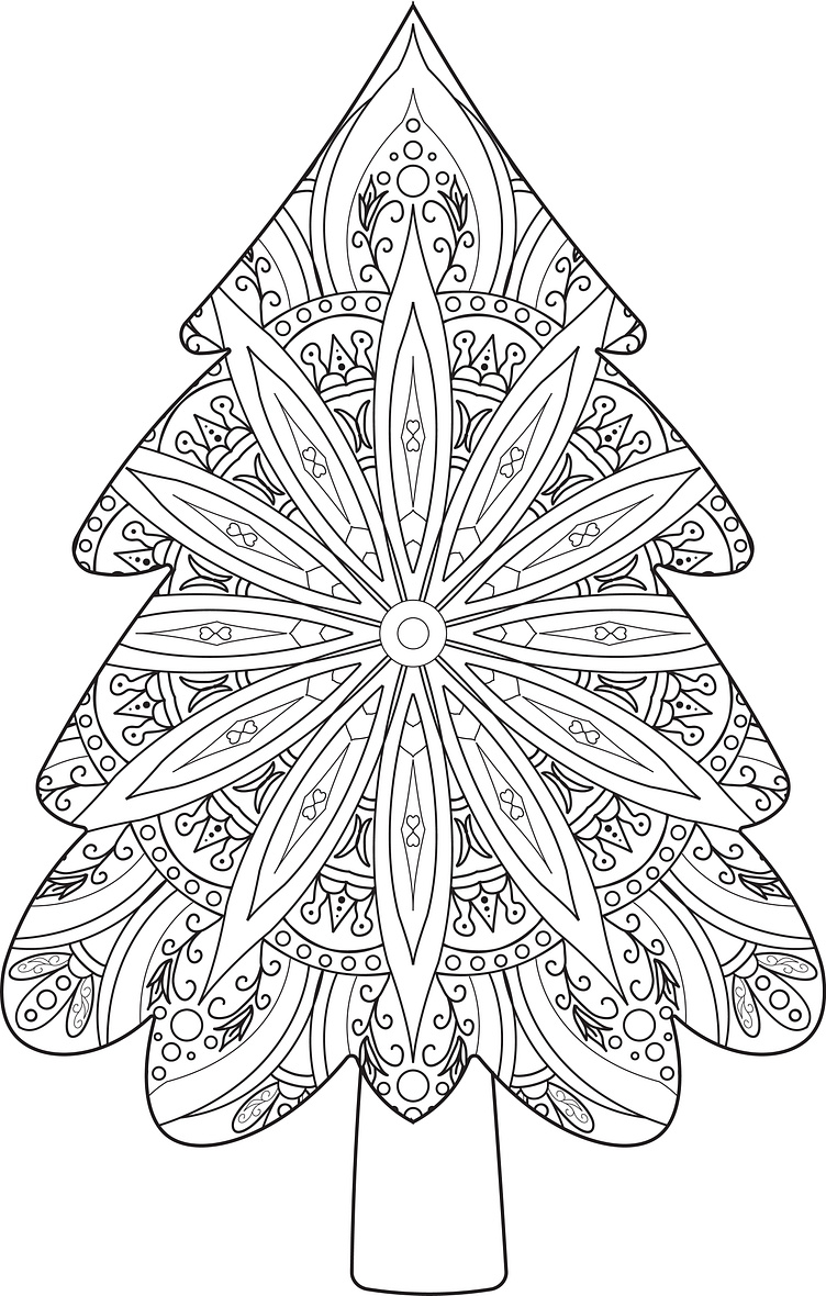Christmas tree coloring page by Likhon Rahman on Dribbble