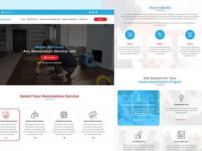 Restoration Landing Page Design adobe photoshop figma graphic design logo design uiux website design
