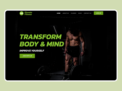 Elevate Fitness - a Gym Website bodybuilder bodybuilding business website design fitness green gym personal personal trainer ui website website design
