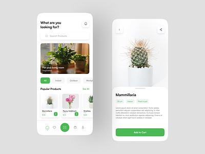 Plants Shopping App app design minimal minimalist ui