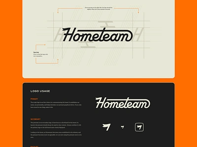 Hometeam Global Content - Logo Details brand branding content design film fort worth global hometeam logo pennant script type typography usage