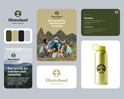 Logo for "Hinterland" bottle branding camping corporate identity graphic design icon identity illustration logo logo design logotype packaging travel