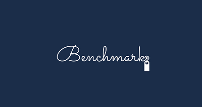 Benchmark Laundry Service b brand branding door laundry logo navy script tag