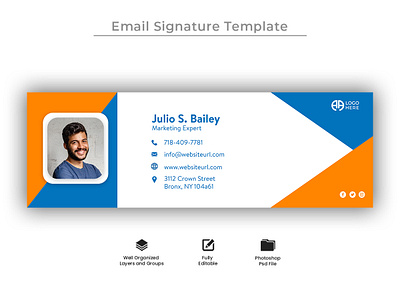 Creative Modern Email Signature Design Template minimal banner