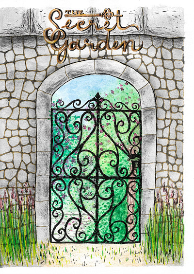 The Secret Garden aquarela capa de livro childrens illustration cores ilustração lettering natureza o jardim secreto
