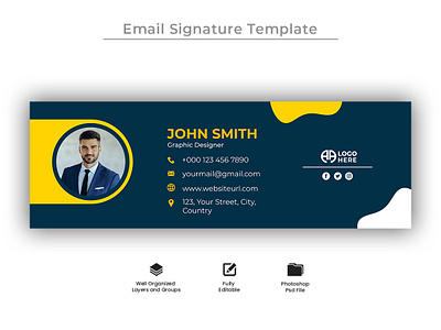 Modern professional corporate email signature template design minimal banner