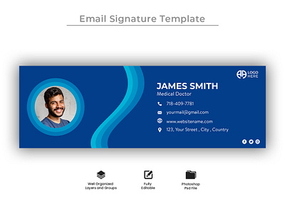 Unique Email signature design template or email social cover des minimal banner