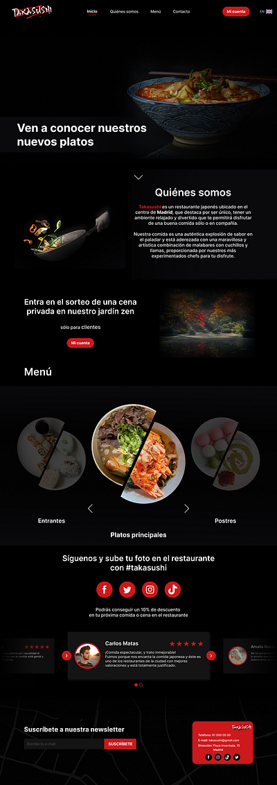 Takasushi restaurant web food restaurant web design