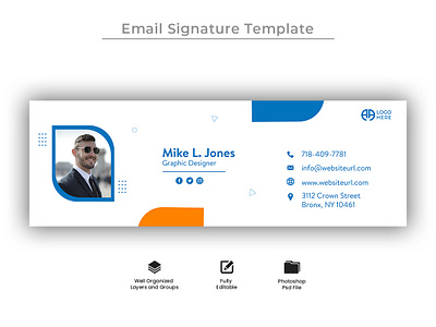 Modern email signature or email footer and personal template minimal banner