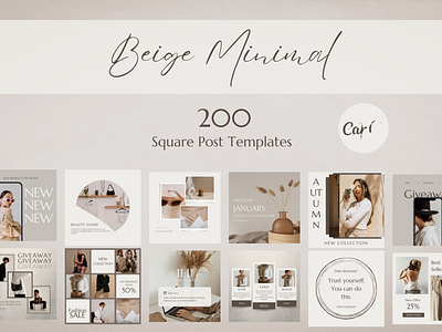 200 Beige Minimal Instagram Square Post Templates Canva design canva