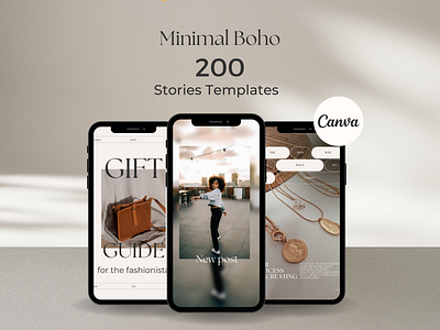 200 Minimal Boho Instagram Stories Templates Canva design canva