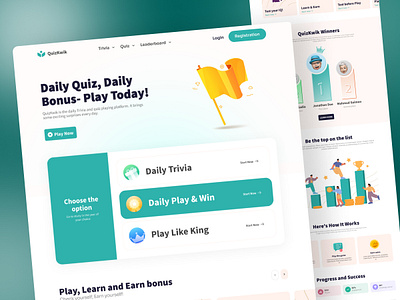 Trivia, Quiz Landing Page- Leaderboard UIUX app attractive engaging website event event app graphic design hero page landing motion play play to earn quest quiz quiz app quiz website uiux trivia trivia app trivia landing page trivia website uxui
