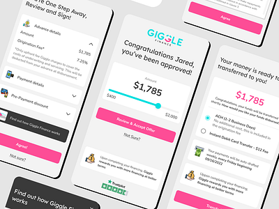 Giggle Finance fintech mobile app ui ux visual design