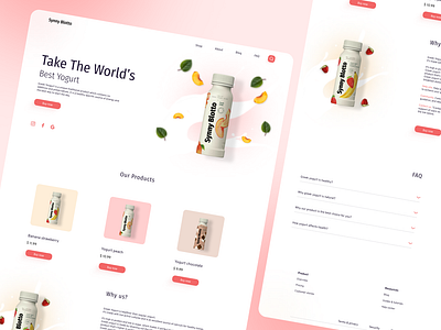 Landing page animation app branding design figma grid system home page icon landing page typography ui ux web webpage website website design yogurt