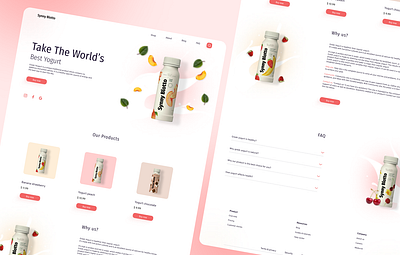 Landing page animation app branding design figma grid system home page icon landing page typography ui ux web webpage website website design yogurt