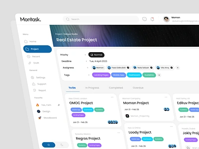 Montask. - Task Management Dashboard calendar collaboration dashboard kanban management notion planning product design productivity project project management reminder saas schedule task task management team timeline todo trello