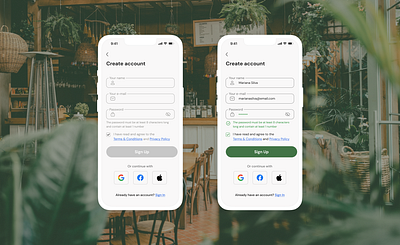 Create Account / Login - Nouz Cafe | UX/UI Design app behance buttons coffee coffee delivery components delivery design digital digital product figma food food delivery mobile app product designer prototype ui user experience user interface ux