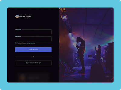 Music Player.'s login page. design figma music shot spotify ui ux web design website