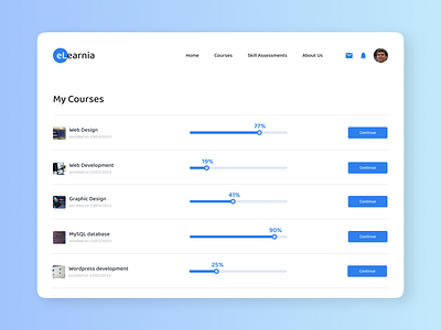 Daily UI 086 - Progress Bar adobe xd app course course enrollment daily ui daily ui 086 dailyui design elearning elearning platform eschool figma online learning progress bar student ui ui design uiux ux ux design