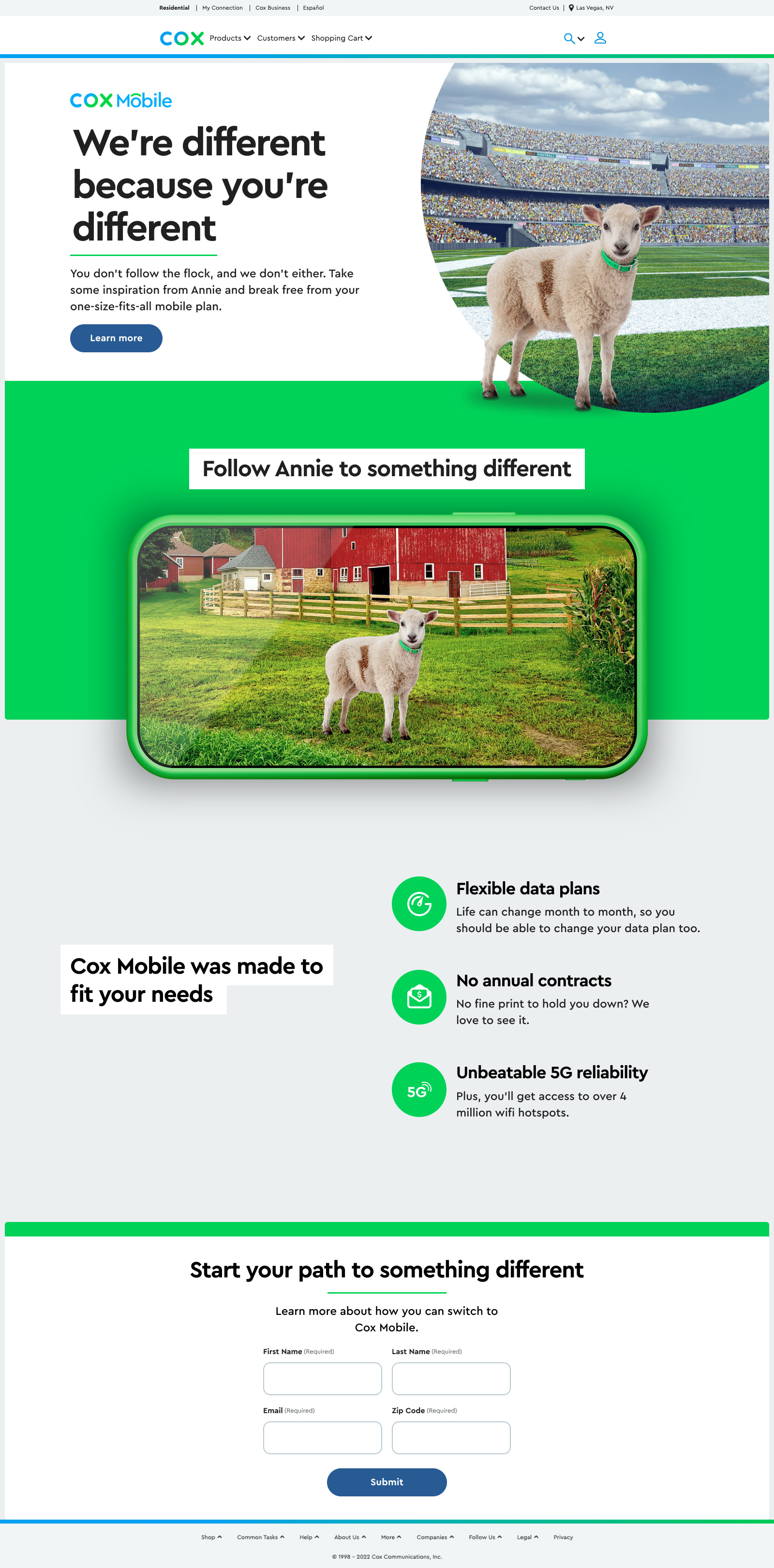 Cox Mobile Superbowl Landing Page Concept art direction design ui ui design