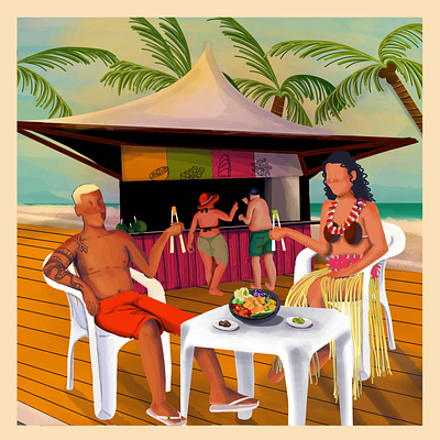 Social Media - Ko'Poke beach colorful food hawaii illustration poke restaurant snapshots social media sunny