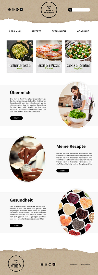 Foodblog Foody Website Template design food responsive template ui webdesign website