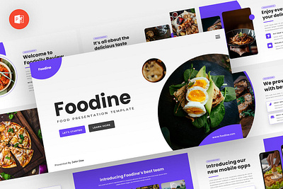 Foodine - Food Powerpoint Template abstract business clean corporate download google slides keynote pitch deck powerpoint powerpoint template pptx presentation presentation template professional slides template ui ux web website