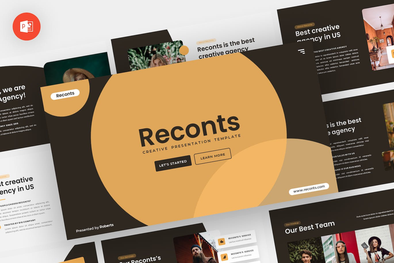 Reconts - Creative Powerpoint Template abstract business clean corporate download google slides keynote pitch deck powerpoint powerpoint template pptx presentation presentation template professional slides template ui ux web website