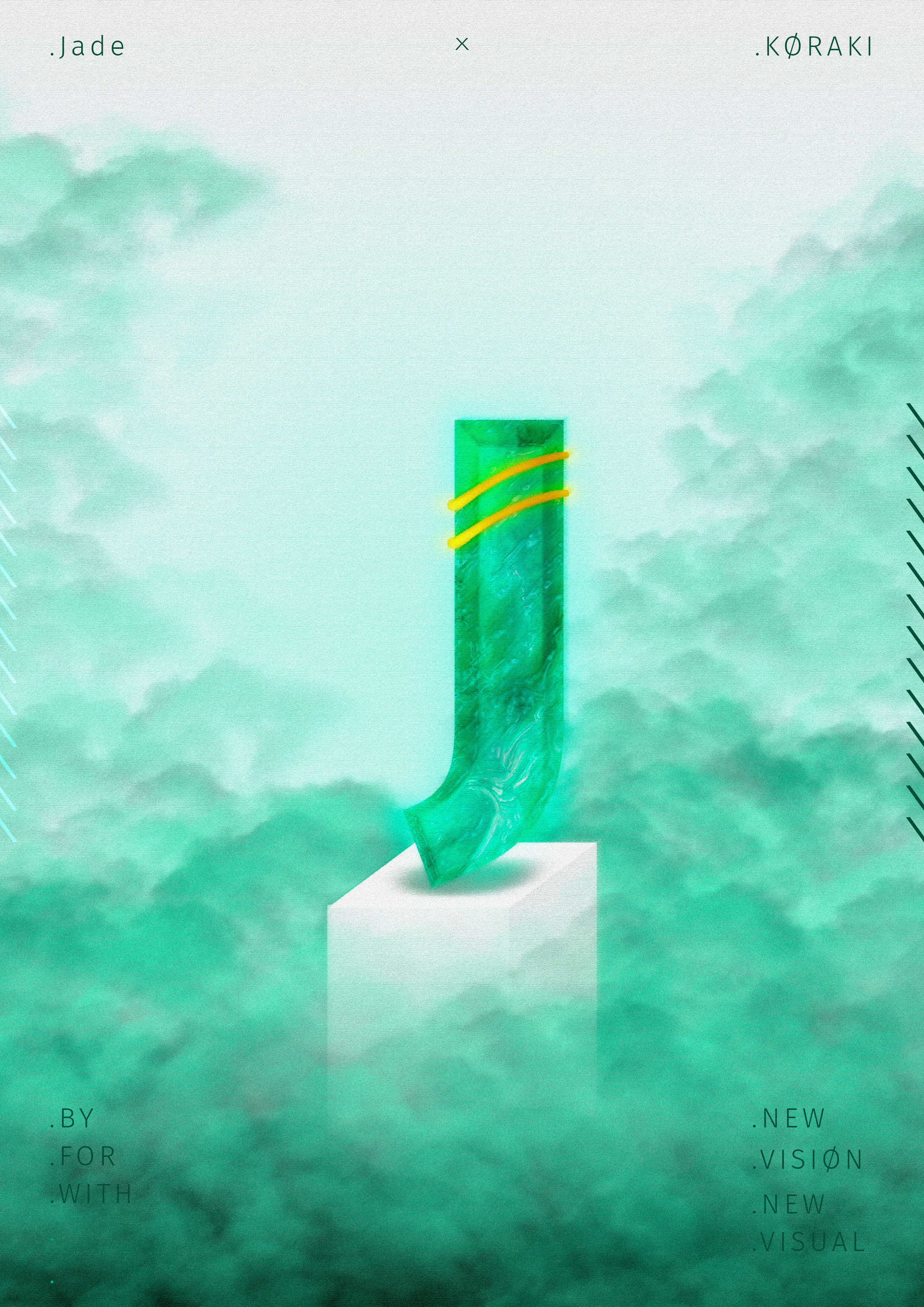 JADE adobe photoshop alphabet clouds design gold graphic design green j jade noise poster style texture typography