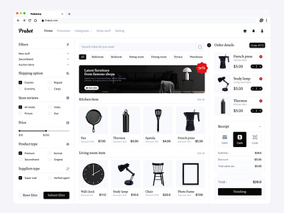 Prabot - Point of Sales clean clean design dashboard furniture point of sales pos sales ui ui design ux