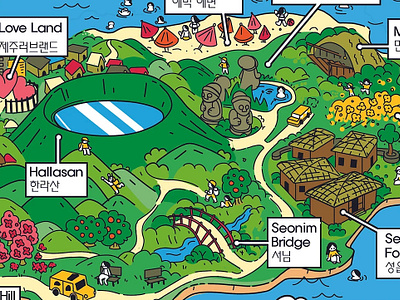 Jeju Island editorial illustration graphic design illustration jeju island korea magazine map travel