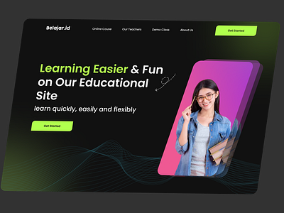 Exploration - Online Course Landing Page - Dark Mode college course dark mode design education education app home page landing page learning online class online education online school student study teaching tutor ui ui design ux website design