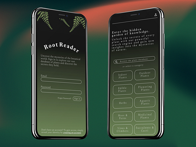 RootReader - an educational plant app app categories design nature planteducation plants typography ui ux